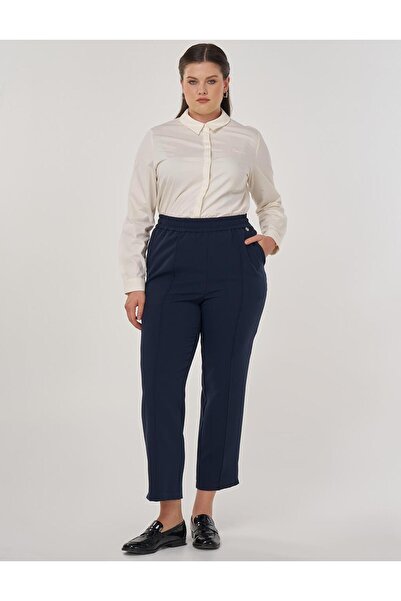 Kayra Παντελόνι με ραφές Çima, άνετη εφαρμογή, σκούρο μπλε ναυτικό 19023