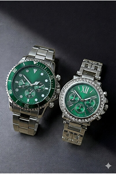 Louis Genessio Infinity Emerald Green Women's & Men's Lover/Couple Wristwatch