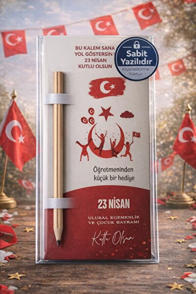 Emtory 23 Nisan Hediye Beyaz Kalem Kartı 5 Adet | Natürel Kurşun Kalemli | Sa...