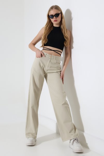 Major Women's High Waist Woven Wide Leg Pants