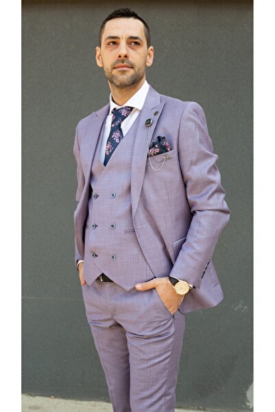 MODALİST Elegant 3-piece lilac men's suit Pablo