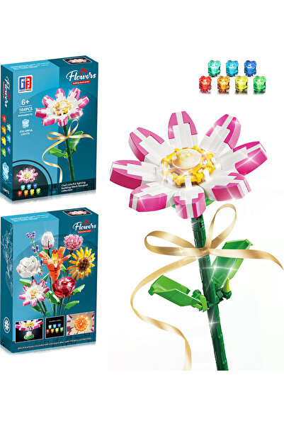 Göçmen Renkli Işıklı Blok Çiçek - Papatya 104 Parça