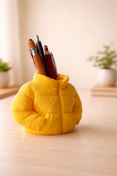 Eyiser Store حامل أقلام مكتبي مزخرف بتصميم معطف قابل للنفخ - هدية ليوم مميز