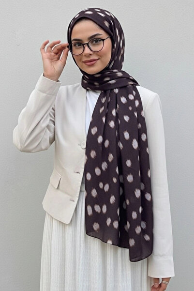 MetuCA Kadın Kahverengi İkat Puantiye Desenli Pamuklu Soft Dokulu Mevsimlik T...