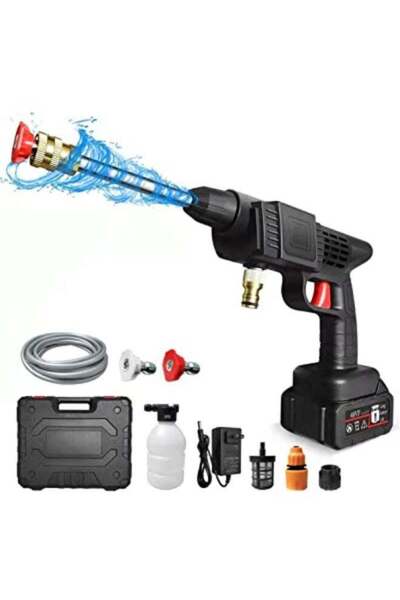 Generic غسالة سيارات لاسلكية عالية الضغط 48 فولت، بطارية 25000 مللي أمبير، ضغ...