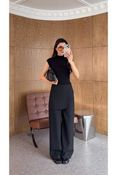 HAZELANNA Black Pants with Detachable Parts