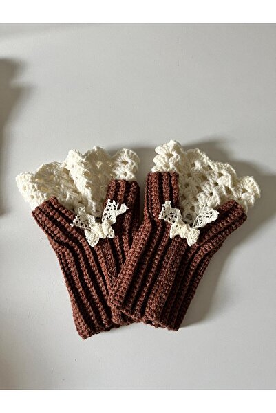 HobiDünyasıElif Vintage Esintili El Örgüsü Parmaksız Eldiven El Emeği