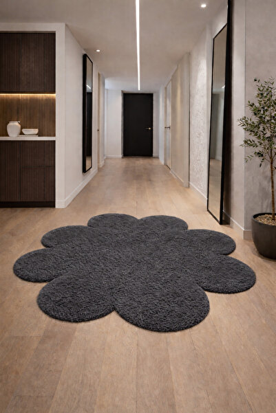 KEVLİNE Modern Dekoratif Yuvarlak Salon Halısı Çocuk Odası Yolluk Kaymaz Taba...