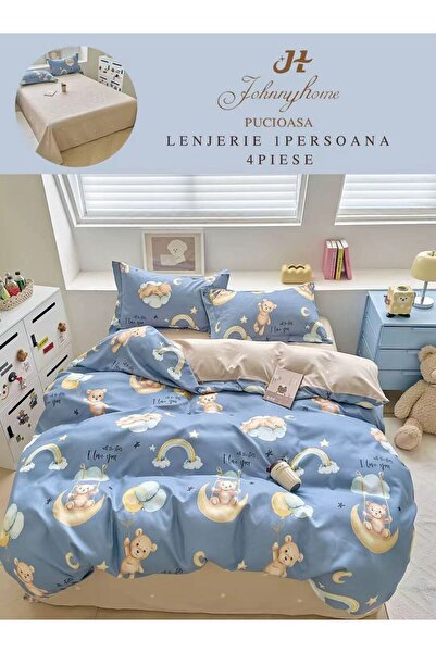 trendyhome Bed Linen 1 Person 4 Pieces, Fine Cotton, Modern Print