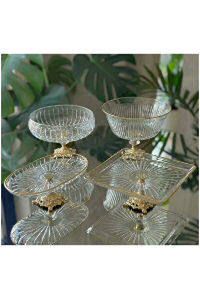 ÇNR Home Collection Golda Detailled Metal Legs 4 Piece Presentation & Service...