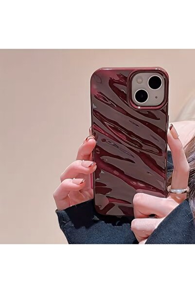 MustCase حافظة متوافقة مع iPhone 13-14-15 بنمط رخامي أحمر داكن، سطح لامع، حاف...