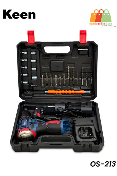 Keen 16.8V Cordless Drill Driver Kit with Torque Control LED Light Two Batter...