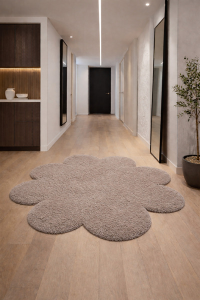 KEVLİNE Modern Dekoratif Yuvarlak Salon Halısı Çocuk Odası Yolluk Kaymaz Taba...