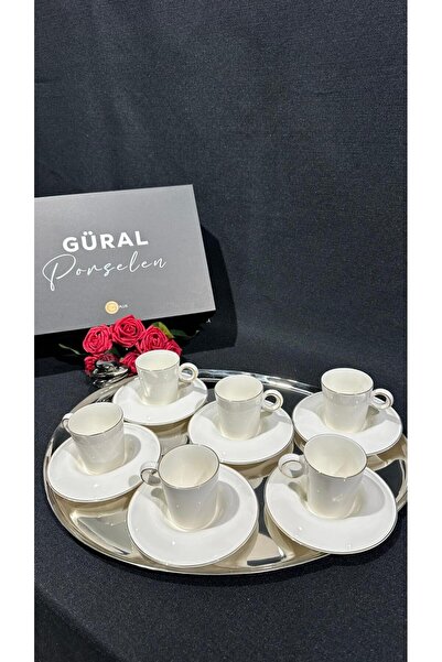 Güral Porselen CARINE BUMBELL 12 PARÇA KAHVE FİNCAN TAKIMI ALTIN FİLE