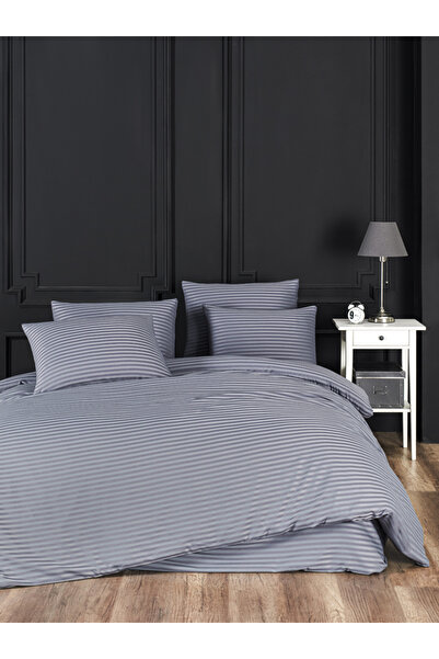 newhome %100 Pamuk Çizgili Saten Nevresim Takımı