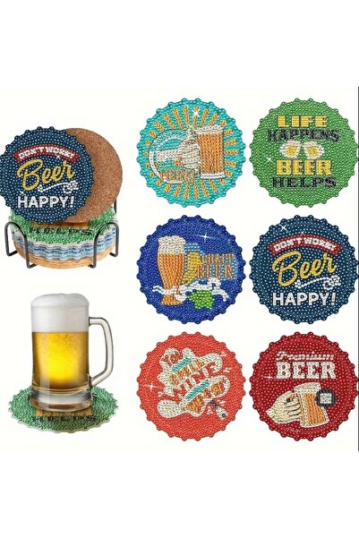 Sujewelleryy Beer Happy Elmas Boyama Bardak Altlığı
