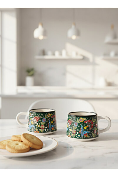 RGS HOMELİFE 2'li El Yapımı Seramik Kupa Seti, Seramik Kahve, Espresso ve Çay...