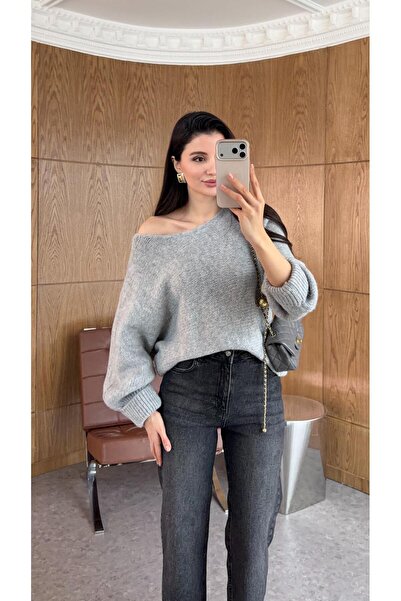 HAZELANNA Gray Bat Sweater