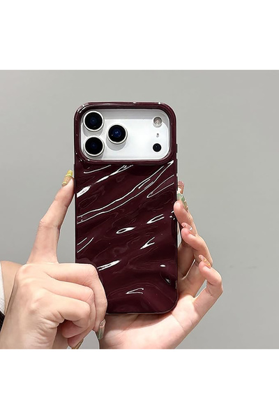 MustCase iPhone 17 Pro Uyumlu Bordo Mermer Desenli Kılıf Parlak Yüzey Şık ve ...