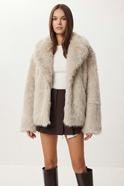 Lovelyİstanbul Suni Kürk Ceket LAX0001 KREM