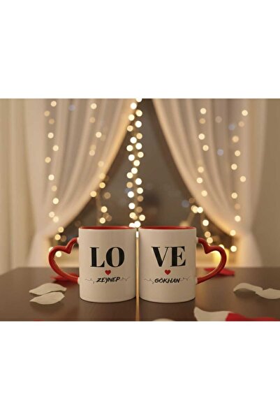 CK Store KİŞİYE ÖZEL KALP KULPLU SEVGİLİ KUPASI 2 ADET