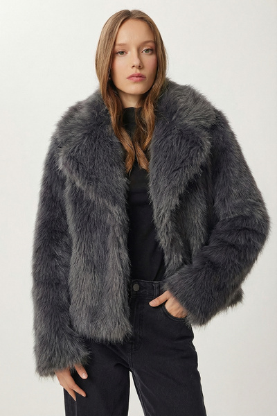 Lovelyİstanbul Jachetă din blană artificială LAX0001 GRI