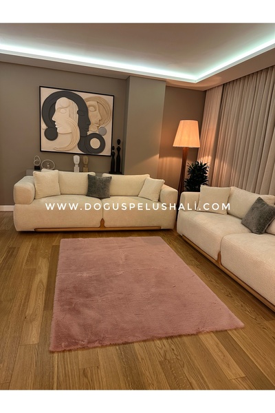 Doğuş Peluş Halı Ultra Soft Pembe Yumuşak Dokulu Peluş Halı Dikdörtgen