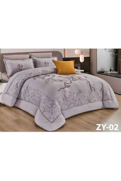 alzawia طقم لحاف مفرش سرير نفرين ملكي ومريح وناعم 6 قطع مزدوج منقوش مقاس اللح...