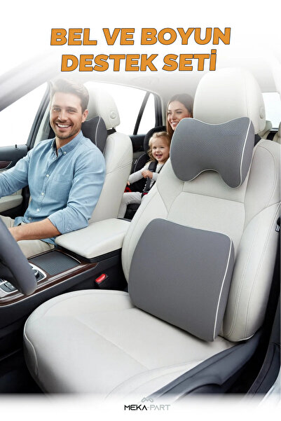 TREND Araç Bel ve Boyun Destek Yastığı Yumuşak Visco Gri Tek Koltuk