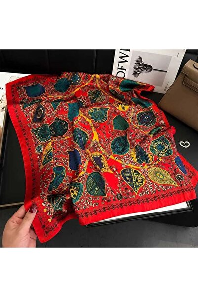 Accessories Hei Red Navy Blue Patterned Stylish Silk-Look Women's Accessory S...