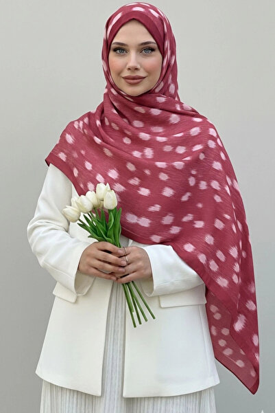 MetuCA Women's Burgundy Gazelle Patterned Cotton Soft Textured Seasonal Hijab...