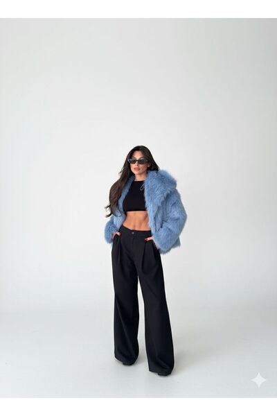 SEEF WOMEN Kadın Bebe Mavi Yumuşak Dokulu Kürk