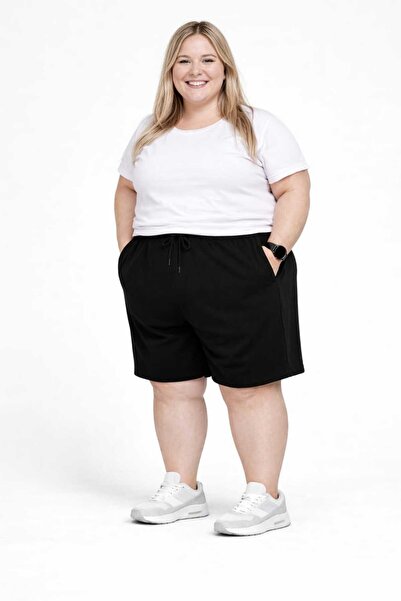 TREND ALİSSE شورت برمودا أسود مقاس كبير من فيسنا 2X-3X-4X-5X-6X-7X