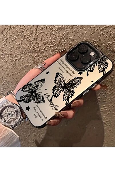 Caseji İphone 14 Pro Uyumlu Butterfly Desenli Baskılı Darbe Emici Telefon Kıl...