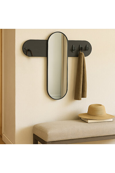 Vi Markets A modern wall-mounted mirror with built-in hooks