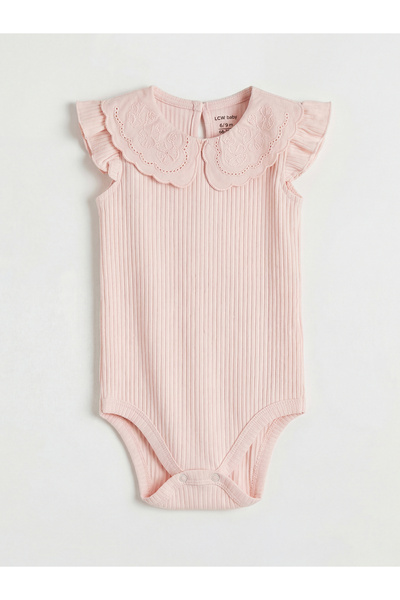 LC Waikiki Baby Girl Snap Fastener Bodysuit with Ruffled Collar