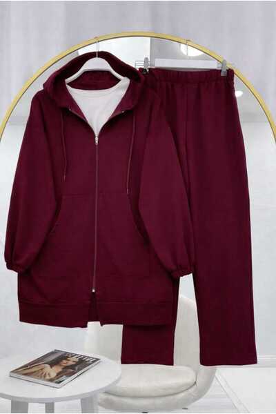 MODA VEDAT Women's Hooded Zipper Pocket Set -450