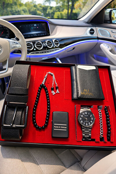 A-STİL TAKI Erkek Sevgililer Gününe Özel Hediye Çakmak Cüzdan Kemer Saat Seti