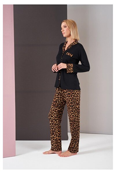 Pjs Pijama طقم بيجامة نسائي بأزرار طويلة من PJS 26006