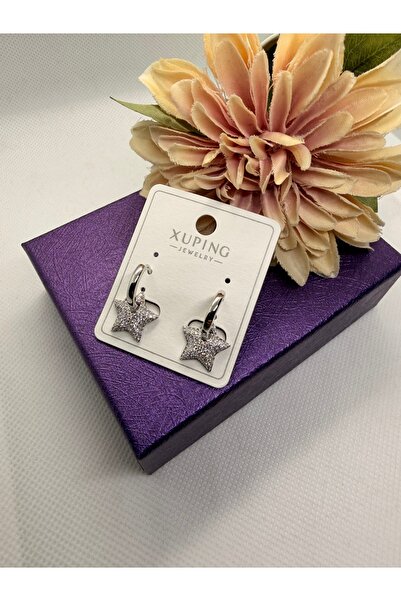XUPING JEWELRY Zircon Stone Star Hanging Hoop Steel Earrings