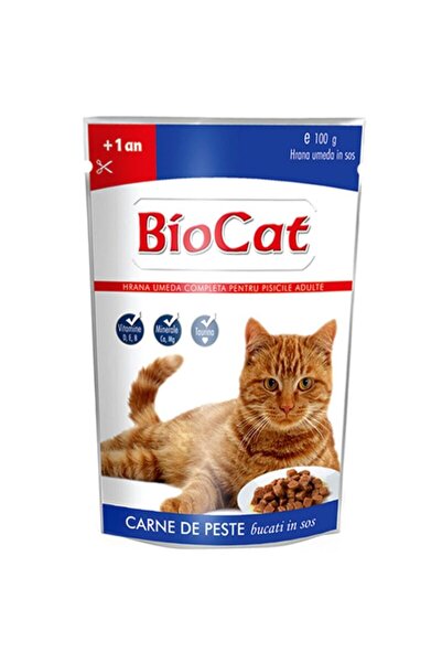 PisiMall Biocat plic cu pește în sos, pentru pisici adulte, toate rasele, 100...