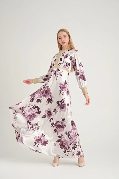Stylish Elegant purple floral dress