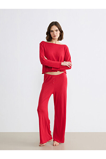 LC Waikiki Rmz Gi̇yi̇m Farkiyla Wide Roba Collar Women's Pajama Set