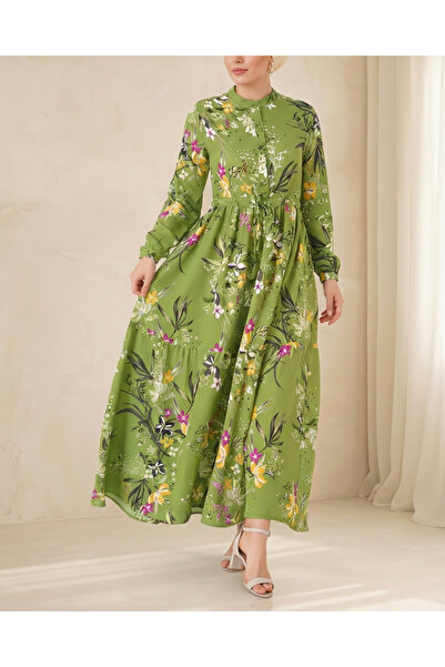 Modamorfo 2144 Hakim Collar Hijab Dress - G.Green