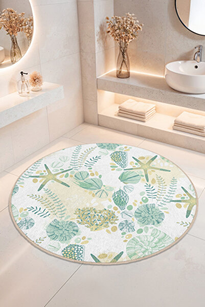Home Deniz Temalı Kaymaz Tabanlı Yıkanabilir Banyo Halısı