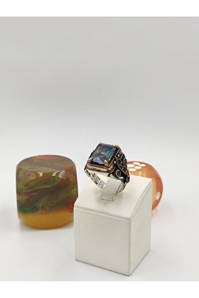 ALTUNTAŞ MİSTİK TOPAZ YAN KOLARI ONIKS TAŞLI KARE 925 AYAR 25 MM 17,00 GR. ER...