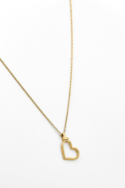 Lacoste قلادة ذهبية نسائية على شكل قلب مطوي، ذهبية