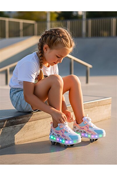 Stitch PATENLi AYAKKABI PATENLİ IŞIKLI SPOR AYAKKABI 4 TEKERLEKLİ KAYKAY