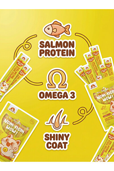 TaoTaoPets 6-Pcs Wet Cat Treats: Lickable Cat Food Wet Squeeze Interactive Cat Treat (Salmon&Fish Oil)