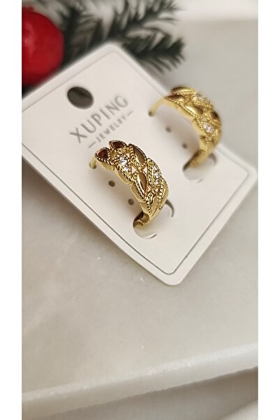 DİAVENTA TAKI VE AKSESUAR Xuping Vip Earrings - Gold Hoop Model Patterned Bar...